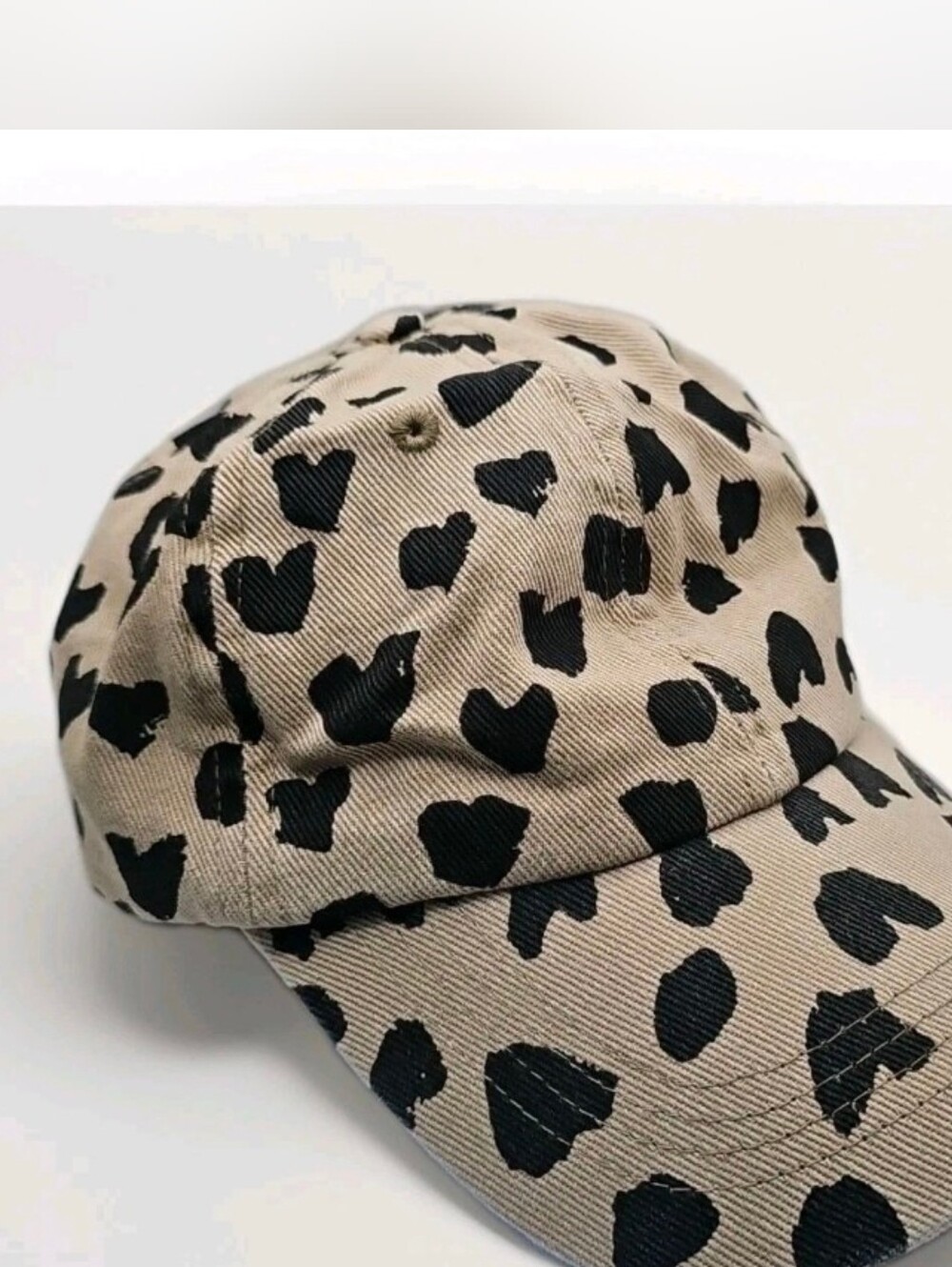 Anthropologie Cheetah Heart Print Cap Hat